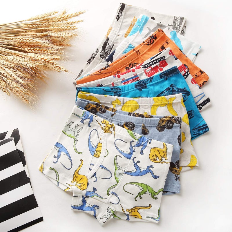 Taxzode Little Boys Novelty Boxer Briefs Dinosaur Truck Toddler Kids Underwear 8-piece set-2-3T 3-4T 4-5T 5-6years 7-8years 5-6T - Image 4